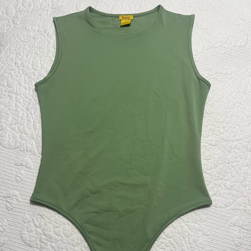 Daisy BodySuit Womens Sleeveless Size XL Green Snap